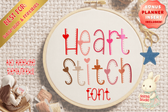 Heart Stitch: Faux Embroidery Font